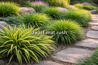 Dwarf mat rush garden with Lomandra longifolia varieties, compact ornamental grass, low-maintenance landscaping, vibrant foliage, and variegated leaves.