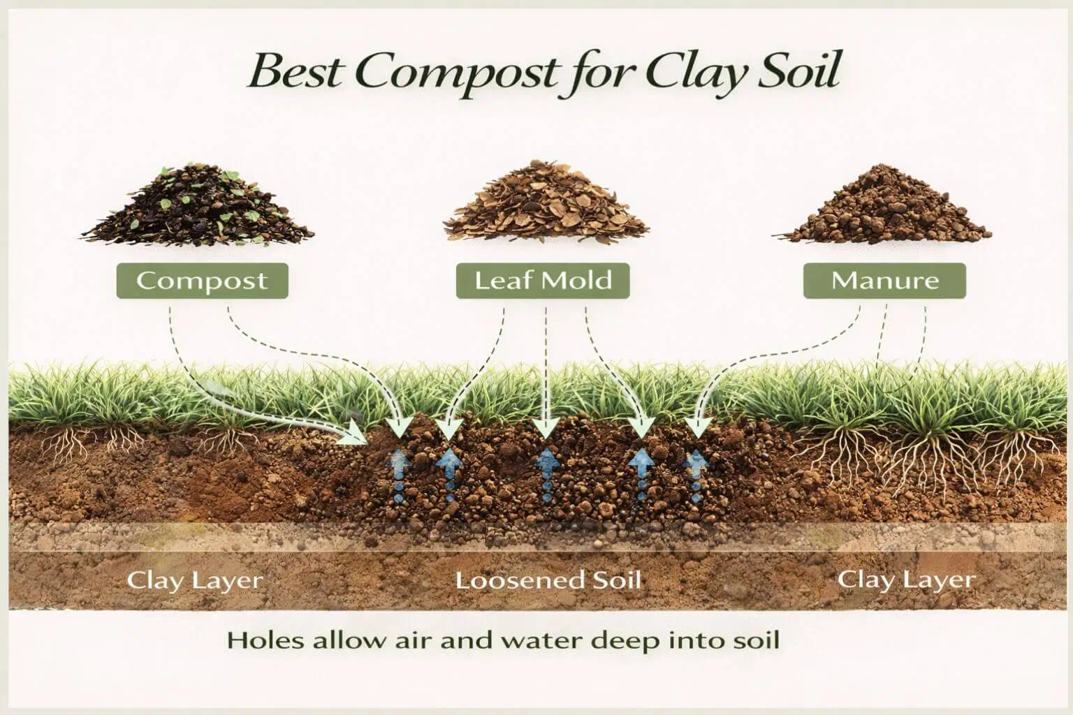 How to improve clay soil for lawns by adding organic matter for better drainage and soil structure.