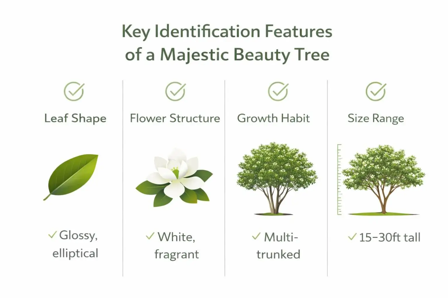 majestic beauty tree identification features leaf shape flower structure and growth pattern