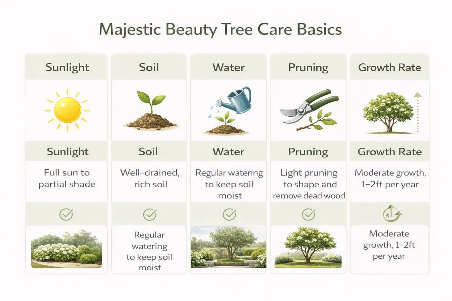 majestic beauty tree care basics soil sunlight water pruning and growth requirements