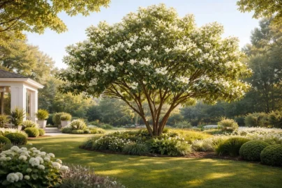 majestic beauty tree ornamental landscape tree with evergreen foliage and flowers