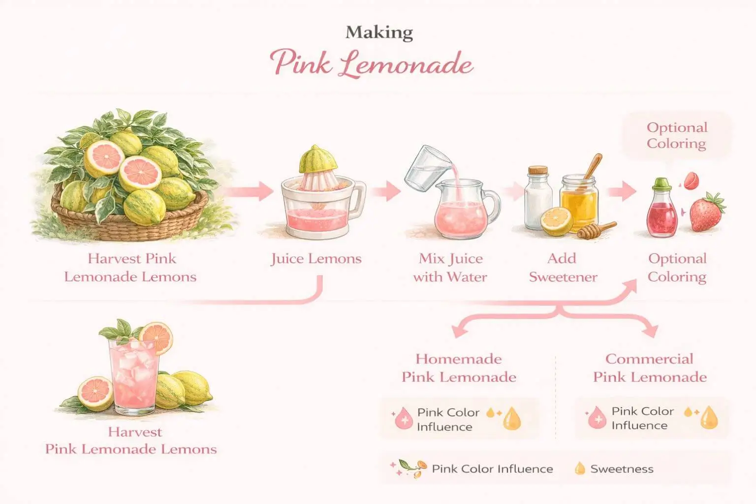How pink lemonade is made from pink lemonade lemons step by step