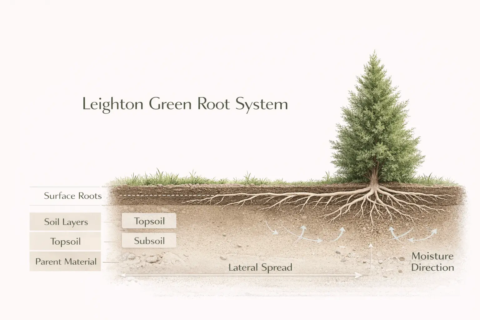 are leighton green roots invasive