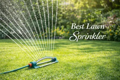 Best Lawn Sprinkler watering a healthy green lawn with full coverage