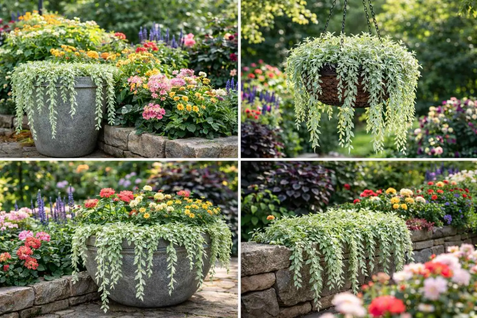 Helichrysum Limelight trailing plant in containers and garden borders for landscape decoration