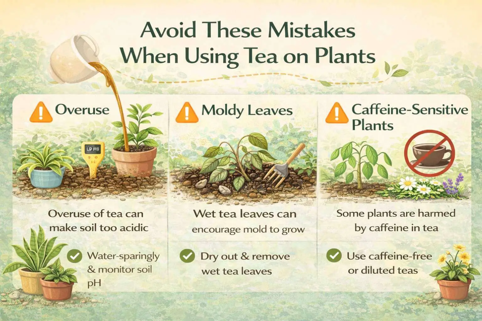 Common mistakes when using tea for plants and how to prevent them.