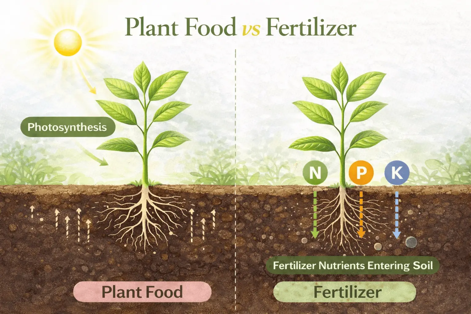 Plant Food vs Fertilizer: What's the Real Difference? - Greenery Inside