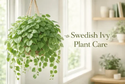 Swedish ivy plant care hanging houseplant with cascading foliage in bright indoor light