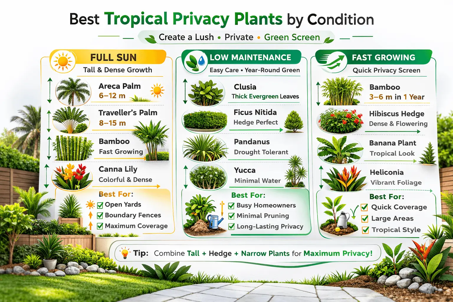 tropical privacy plants
