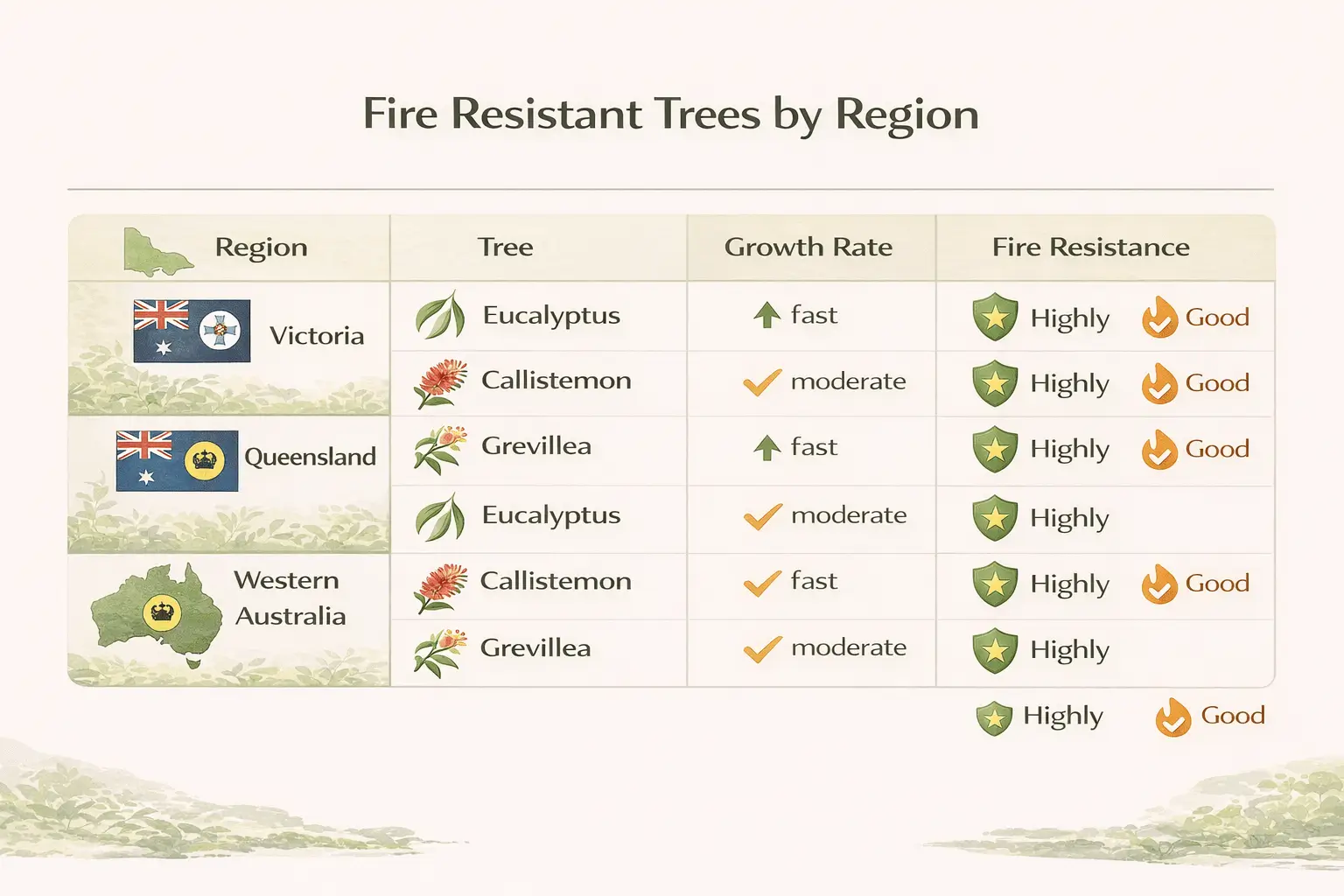 fire resistant trees australia