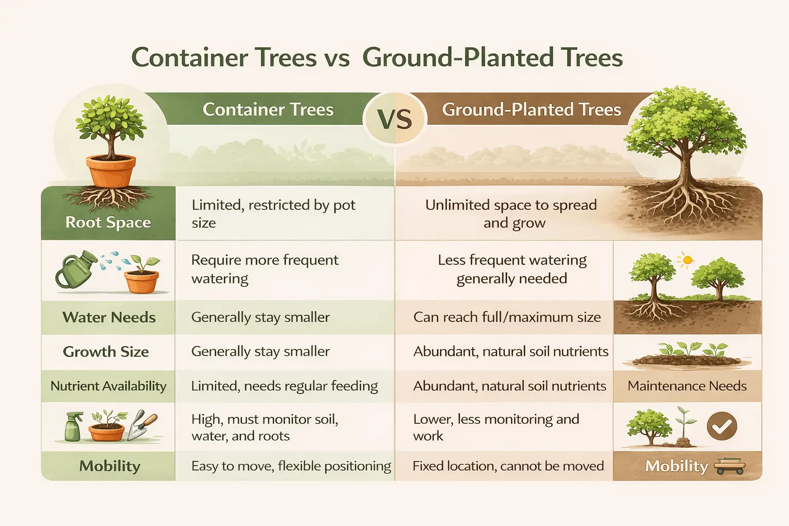 growing trees in pots