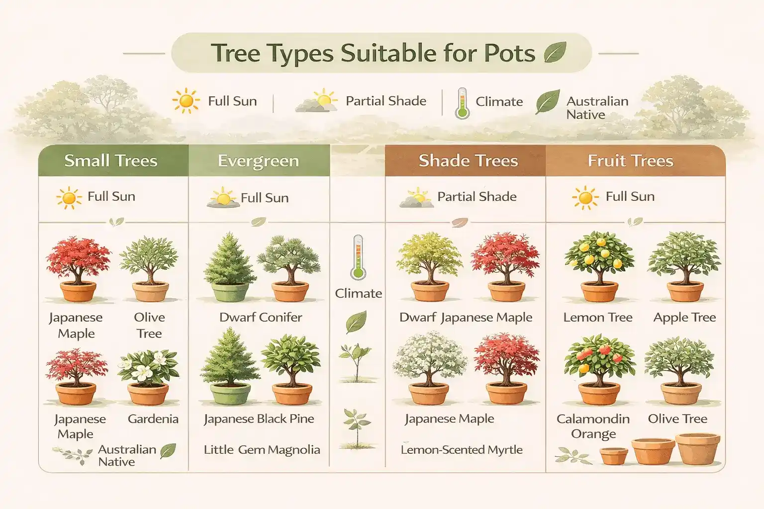 growing trees in pots