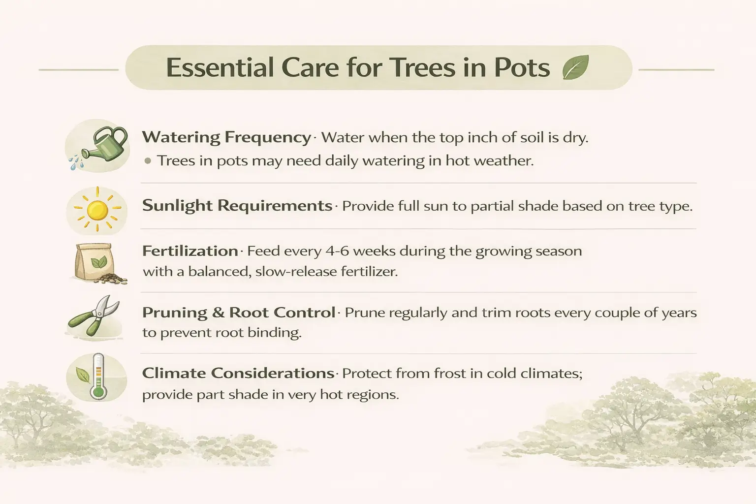 growing trees in pots