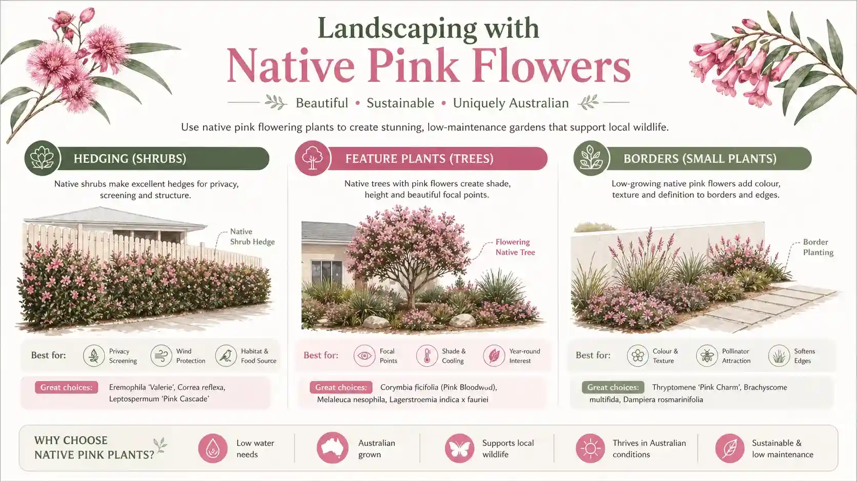 native pink flowers australia