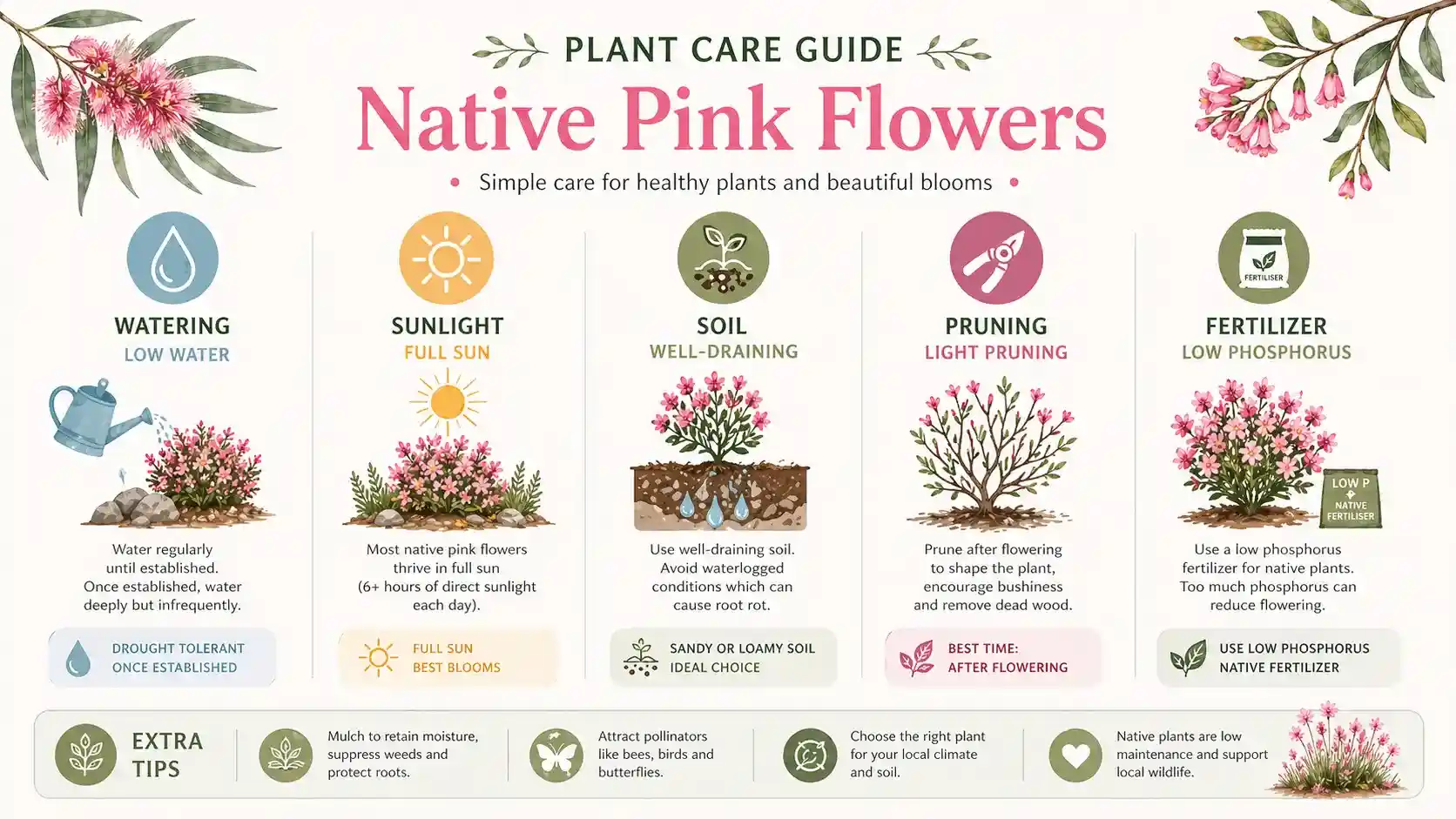 native pink flowers australia