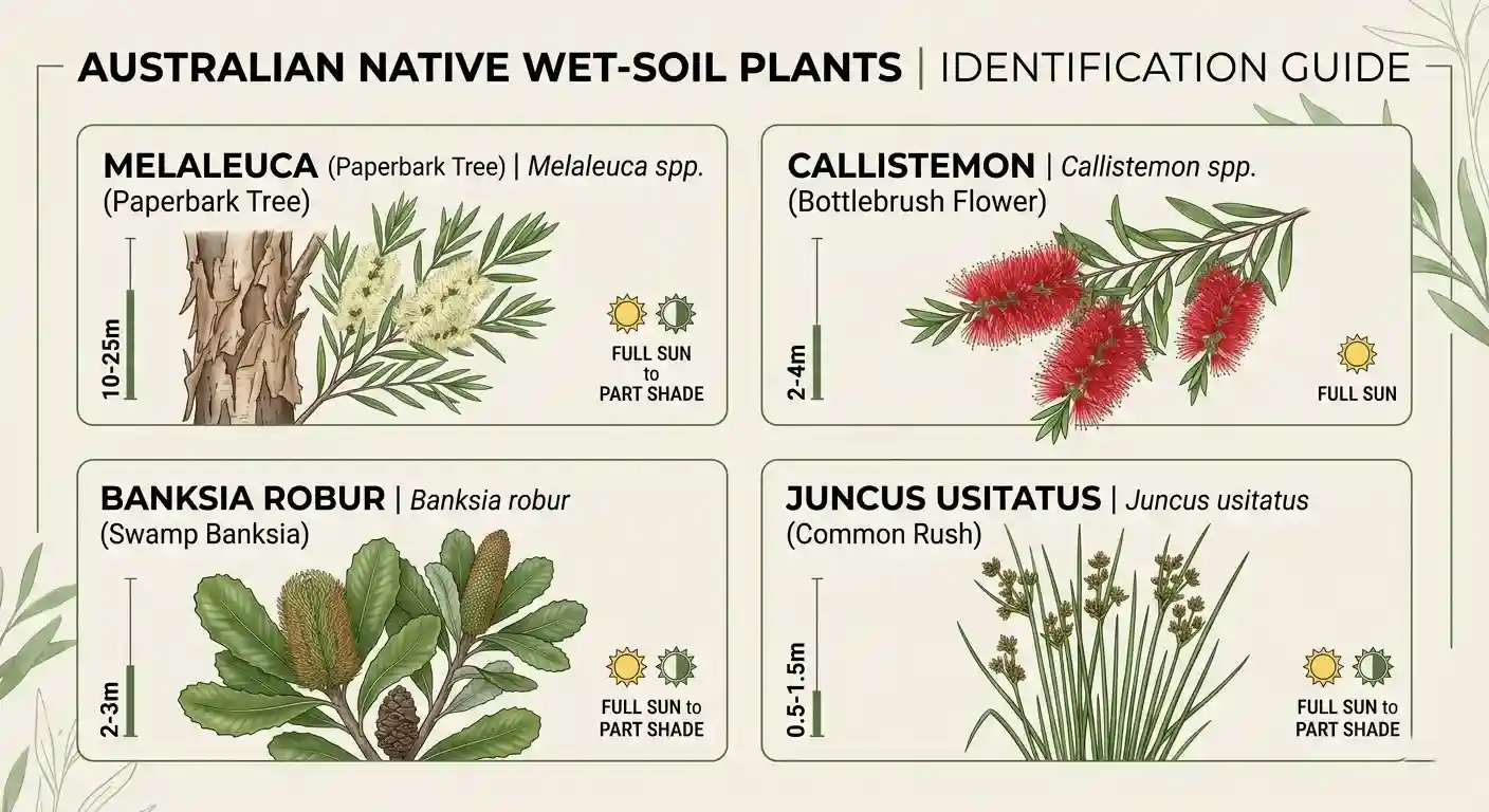 plants that like wet soil australia