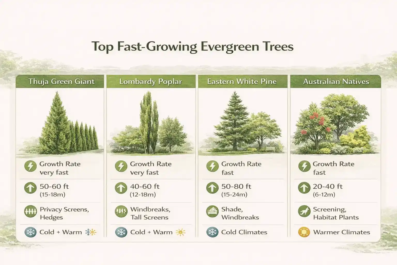 quick growing evergreen trees