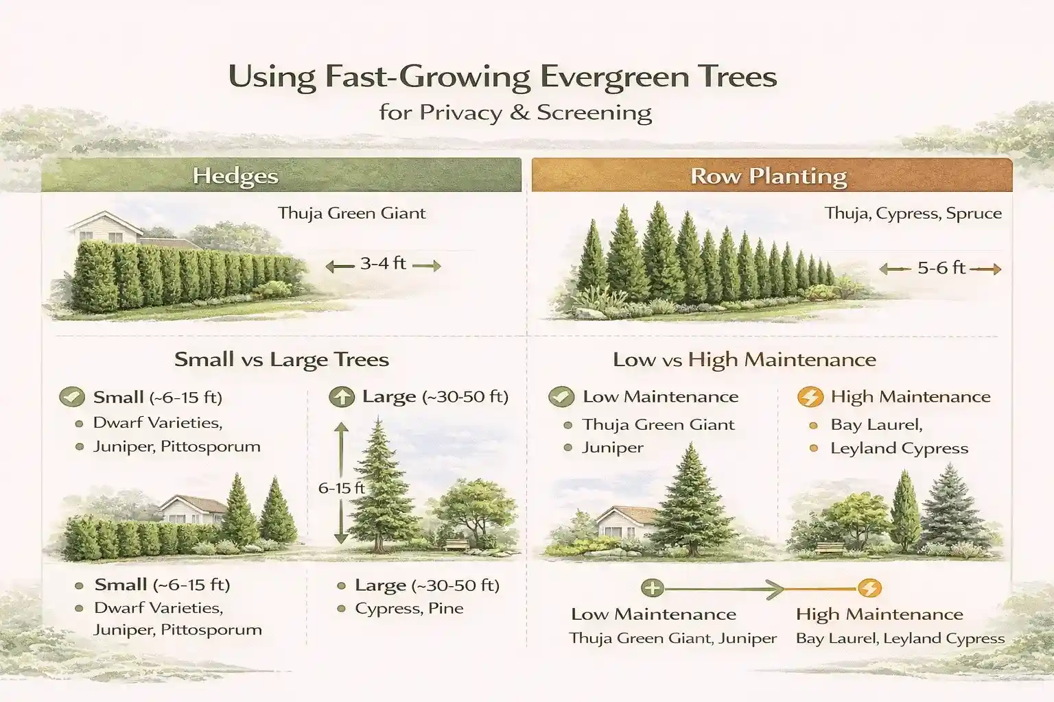 quick growing evergreen trees