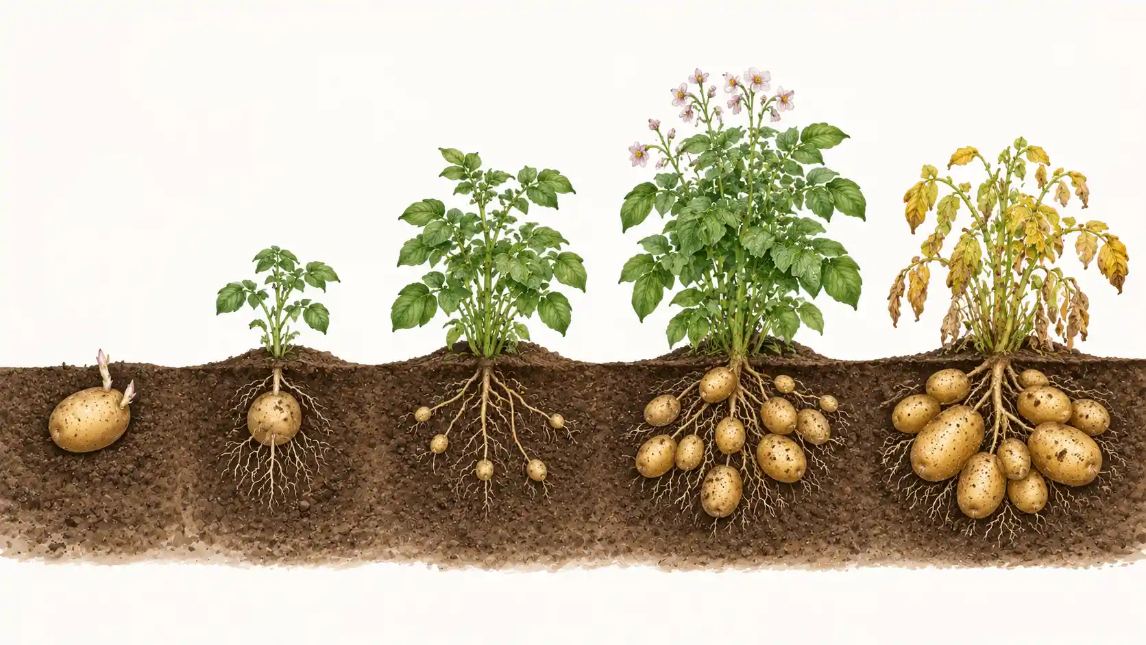 what do potato plants look like when ready to harvest