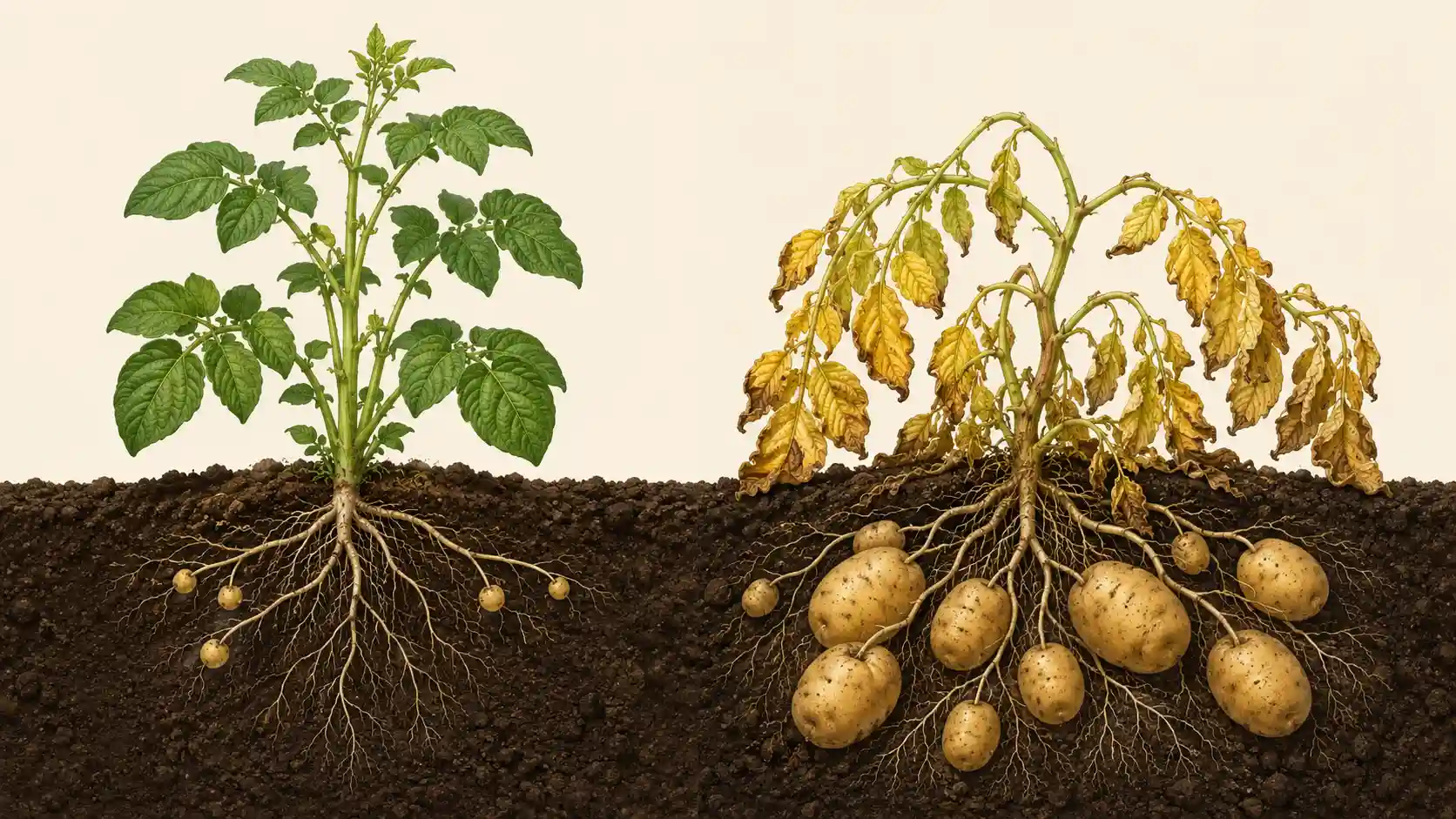 what do potato plants look like when ready to harvest