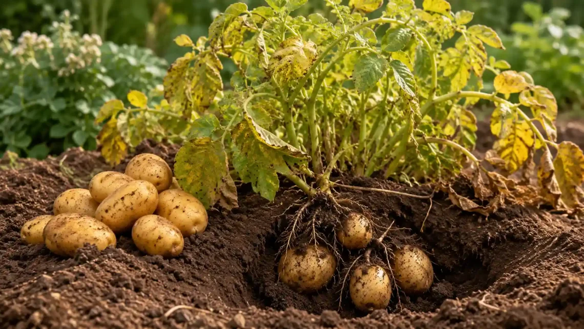 what do potato plants look like when ready to harvest